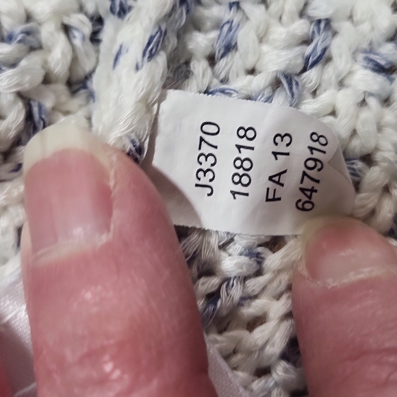 VENUS Blue White Boat Neck Open Weave Sweater - Picture 12 of 12